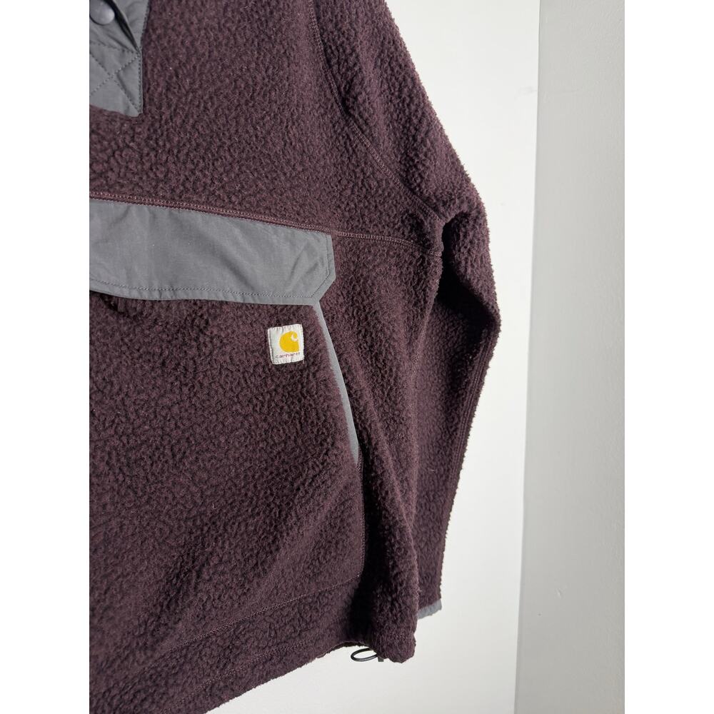 Carhartt Women's Relaxed Fit Quarter-Snap Fleece Pullover in Blackberry Size M - Picture 5 of 6
